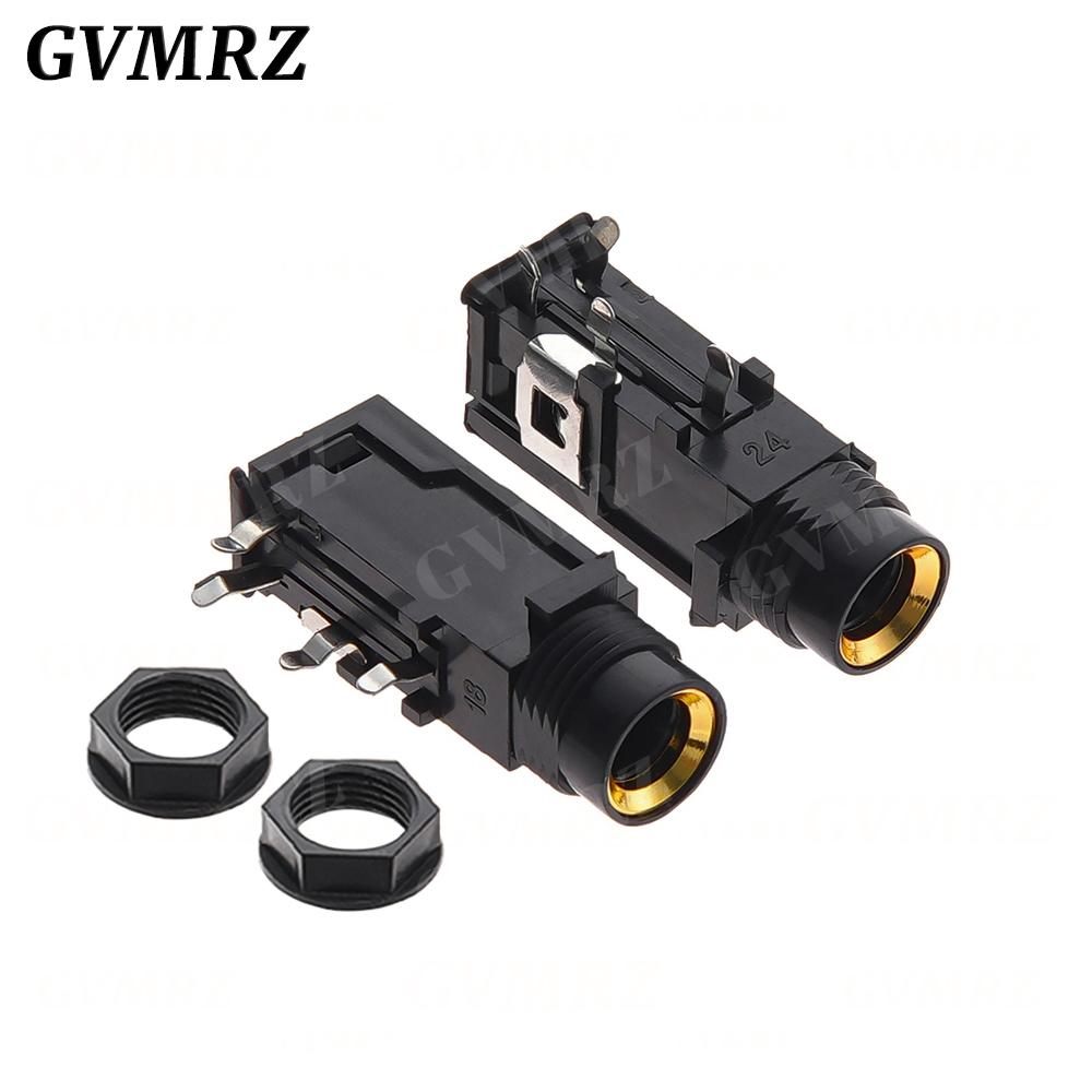 5PCS DIY 6.35mm / 6.5mm Jack Gold Plated 4P Stereo Dual Channel Microphone Socket 6.35 /6.5 Audio Straight jack Connector