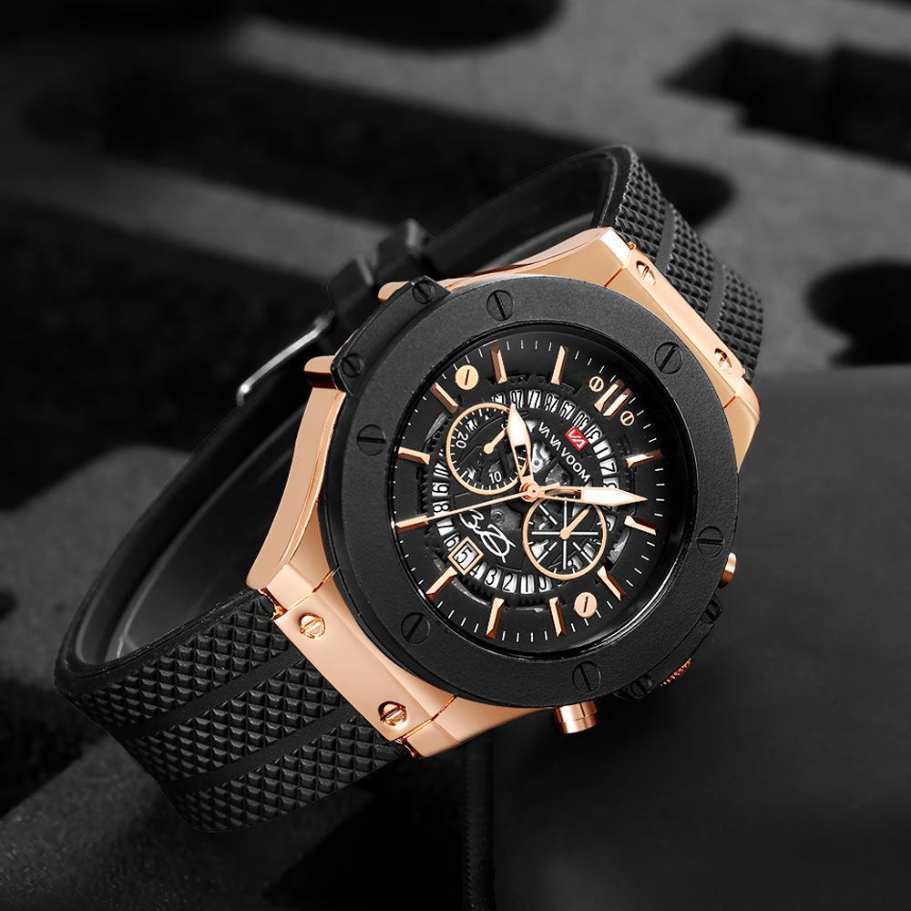Men's Sports Silicone Band Waterproof Hollow Calendar Watch