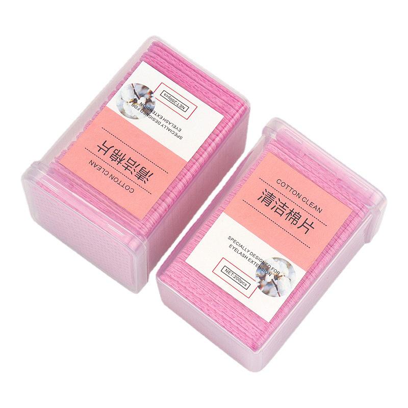 Pink Eyelash Glue Wipes: 200 Cotton Pads for Cleaning Glue Bottles
