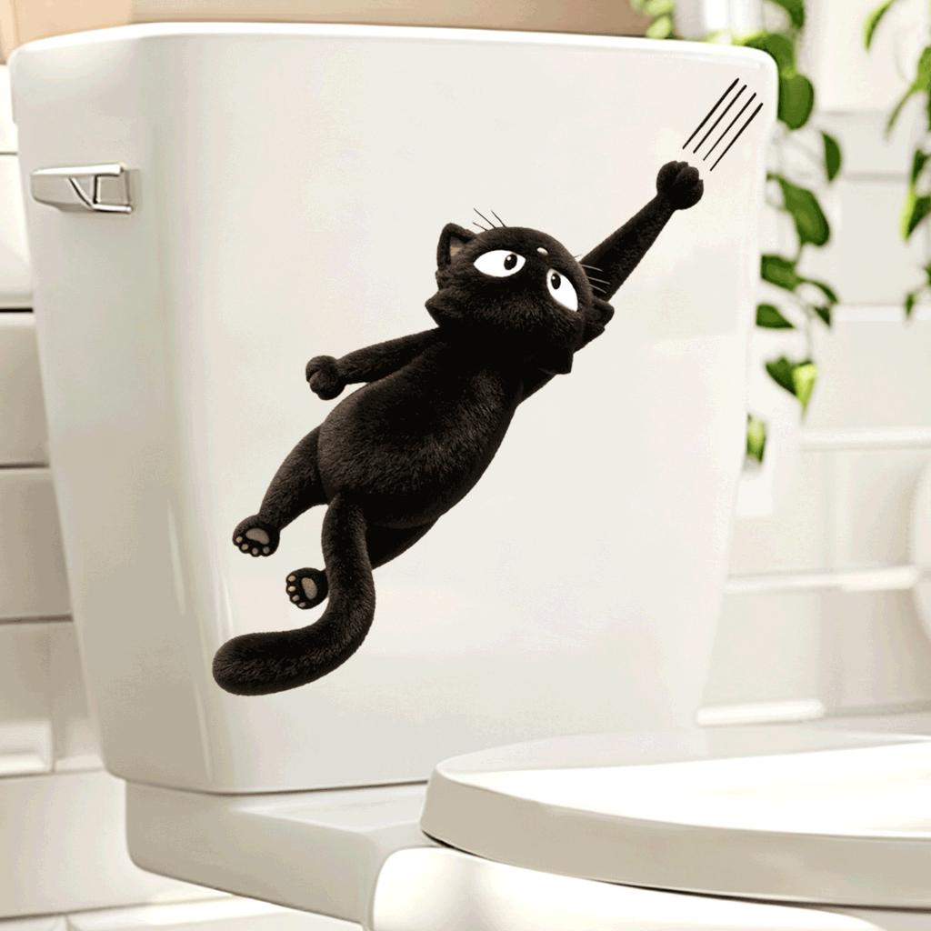 Black Cat Toilet Cover Decorative Sticker - Bathroom Toilet Cover Decorative Sticker