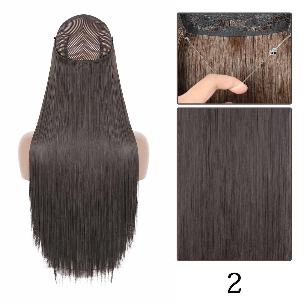 XINRAN Moda Damska Kolor Ombre Niewidoczny Długi Doczepiany Włos Syntetyczny Włókno Długie Falowane Ombre Cosplay Codzienne Noszenie Bez Klipsów Przedłużanie Włosów