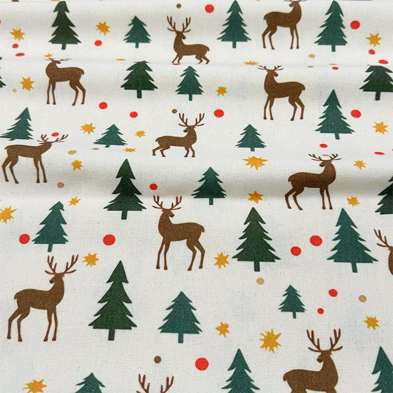 0.5m/1m/2m Cotton Linen Christmas Print Fabric For Tablecloths, Curtains, Christmas Decoration, Sofa Pillows Handmade DIY Fabric