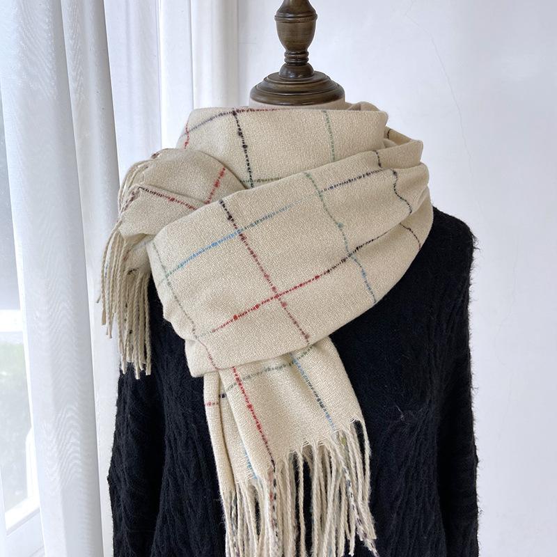 Plaid Scarf Women's Autumn and Winter New Fringed Shawl Fashion Imitation Cashmere Warm Scarf