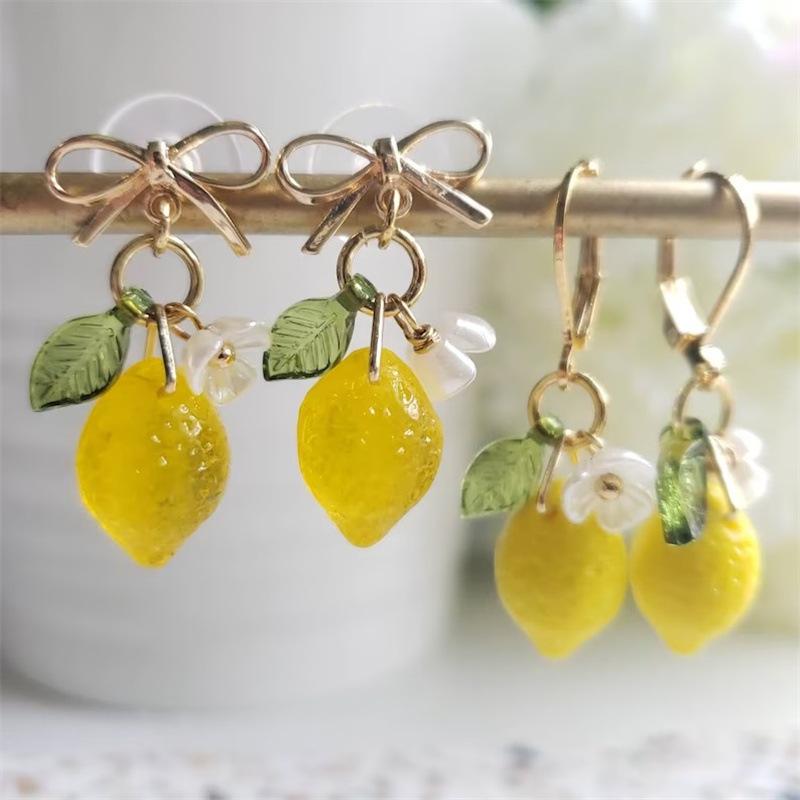 Personalized Lemon Long Tassel Earrings Summer Fruit Dangle Jewelry Versatile Bohemian Gift For Women