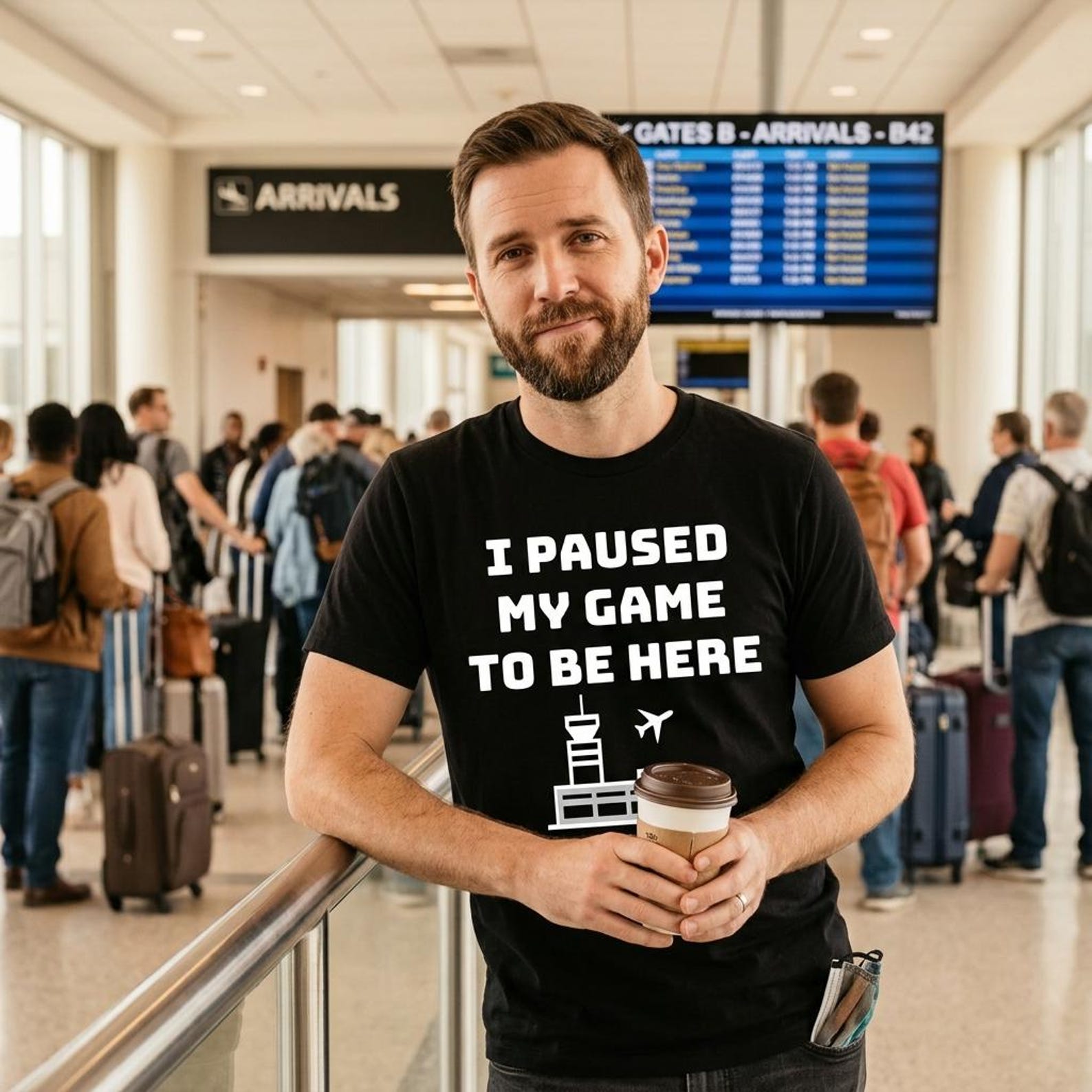 I Paused My Game to Be Here ATC Funny Gamer Hiring T-Shirt, air traffic controller gamer gift, aviation nerd graphic tee S