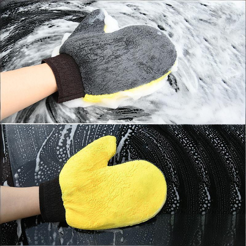 Soft Double-Sided Fleece Microfiber Car Washing Gloves Chenille Drying Cloth Thickened Cleaning Glove For Car Body Window Tire