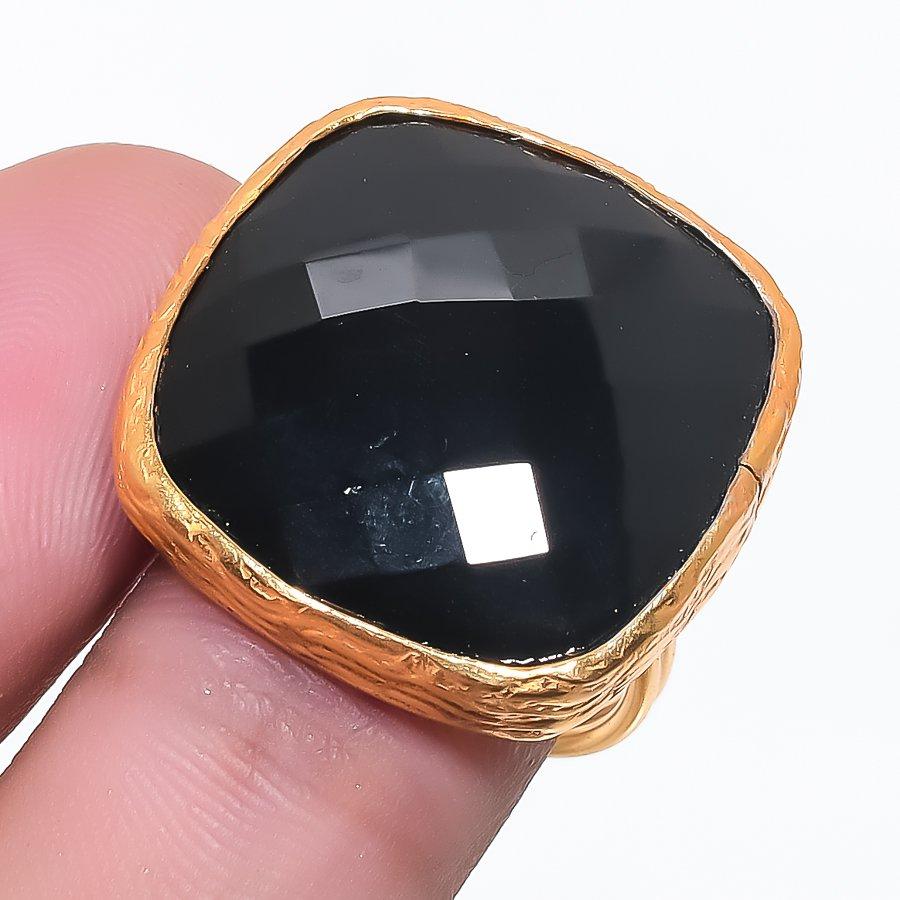 

Black Spinel Gemstone 925 Sterling Silver Jewelry Ring Size Adjustable KJ-1391