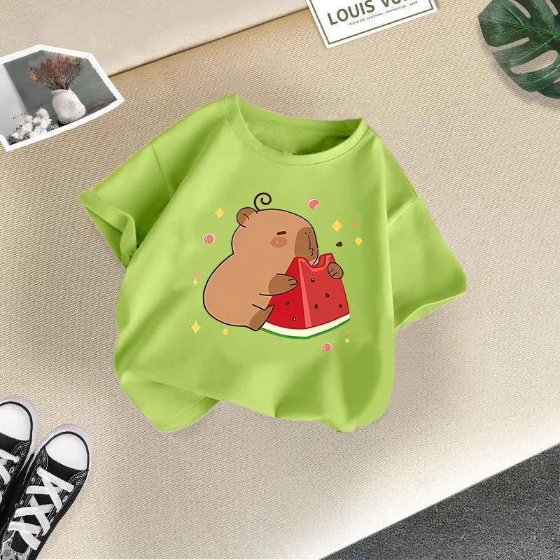 Children's Casual Short-sleeved T-shirt, Summer Boys' And Girls' Cute Capri Blouse