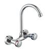  Hot Cold Water Wall Faucet With Double Handles 360 Rotating Spouts for Washing Use