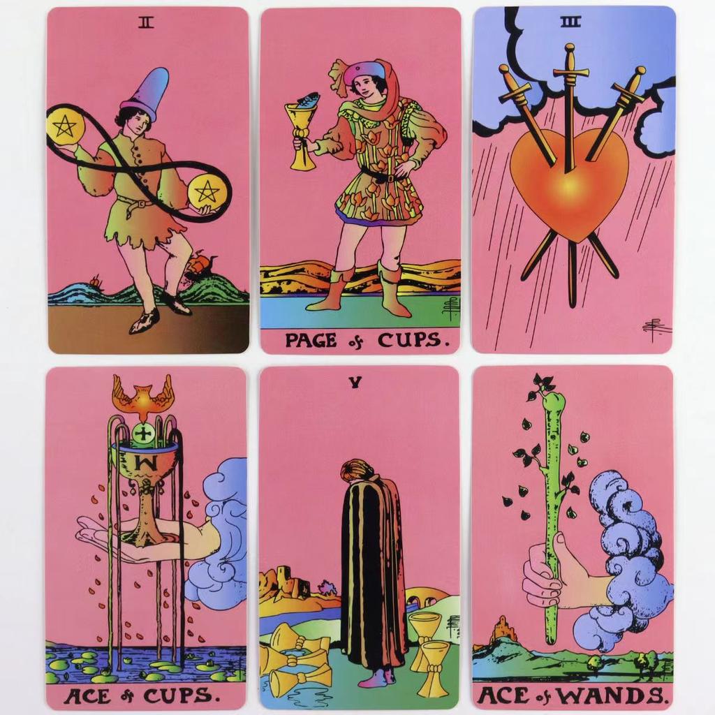 10.3*6cm Pink A.E.Tarot Deck 78 Classic Tarot Cards for Beginners Rider Tarot System Pocket Size