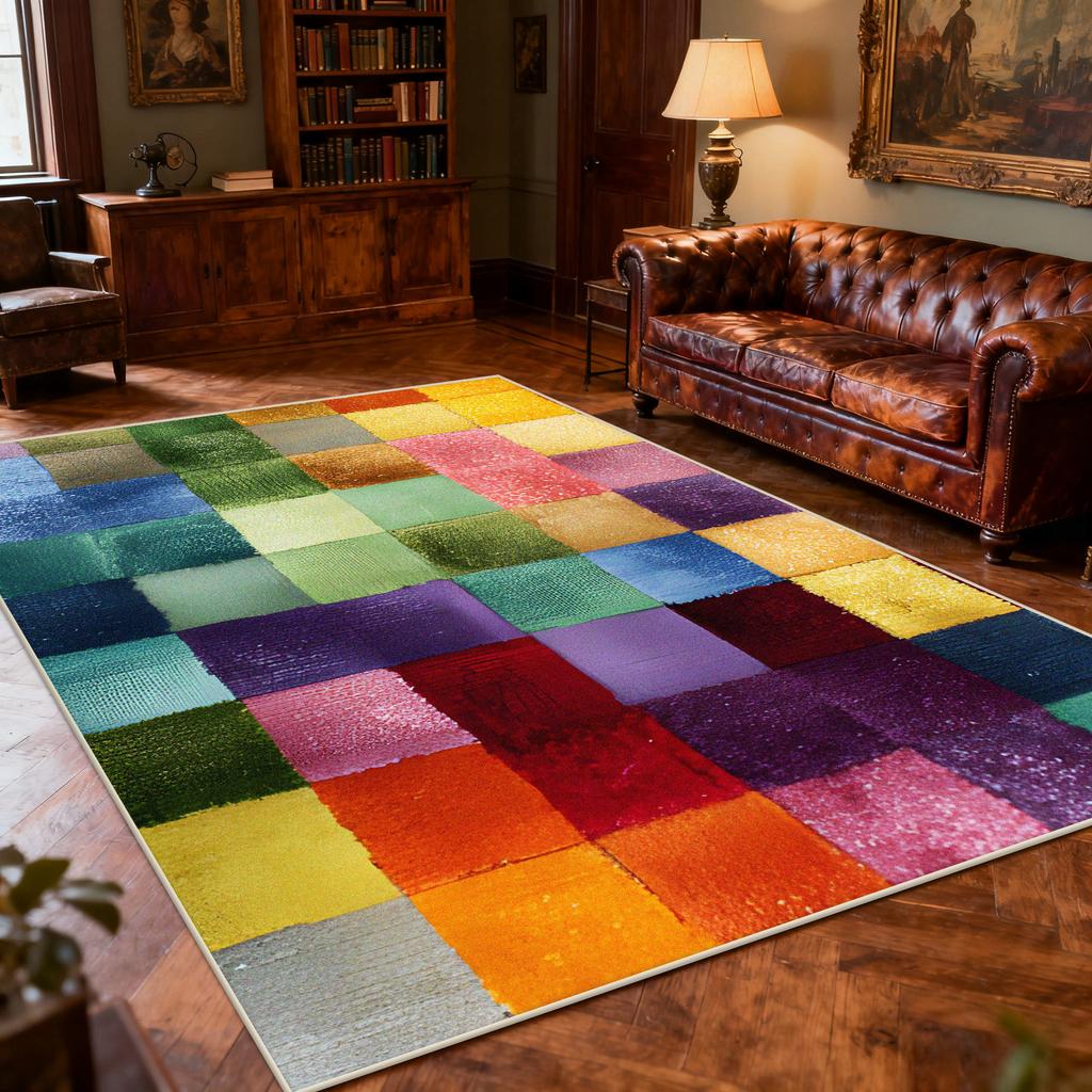 Bunter Abstrakter Teppich für Wohnzimmer Retro Dekoration Sofa Couchtische Weiche Große Teppiche Schlafzimmer Kinder Tatami Matte