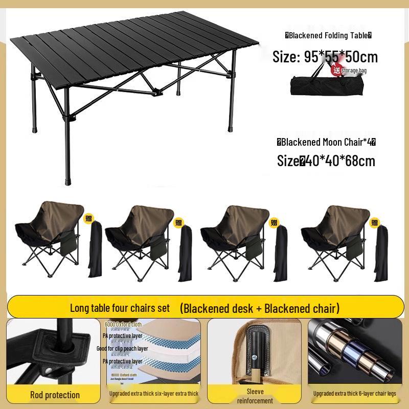

Портативный складной рулонный набор стола и стульев для кемпинга - Идеально подходит для пикников и барбекю