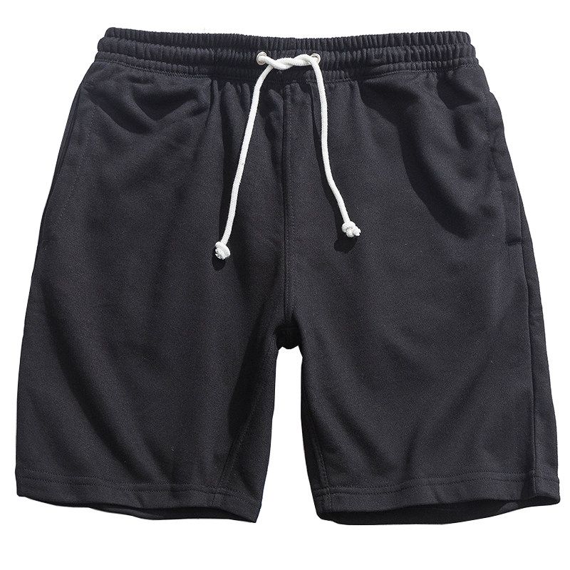 Men's Summer Pure Color Simple Drawstring Athleisure Shorts Men's Fashion Brand All-Matching Couple Loose Straight-leg Cropped Pants