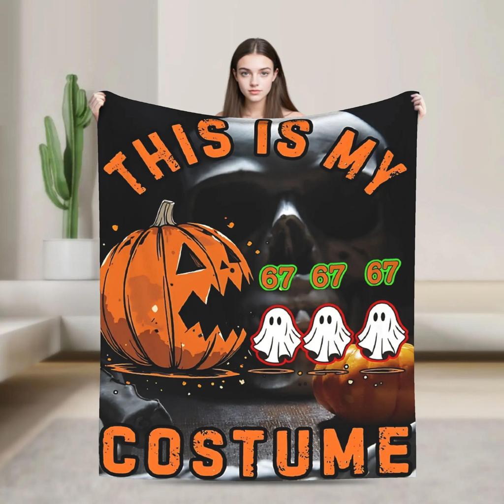 Haunted by   Funny Boo Ghost Pumpkin Halloween Throw Blanket for Couch Chair Sofa Bed or Bedspread Cover with Spooky Print