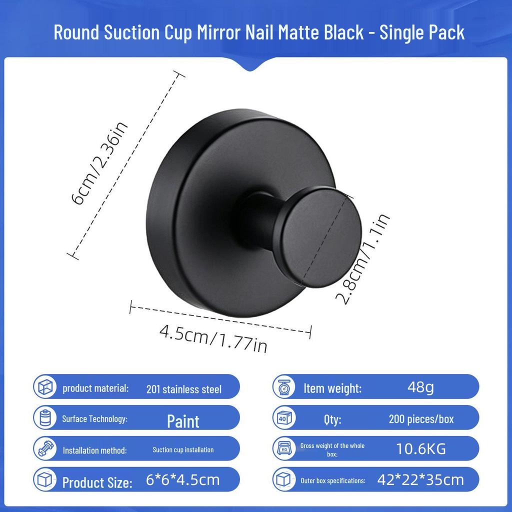 Stainless Steel No-Drill Suction Cup Hook for Kitchen & Bathroom