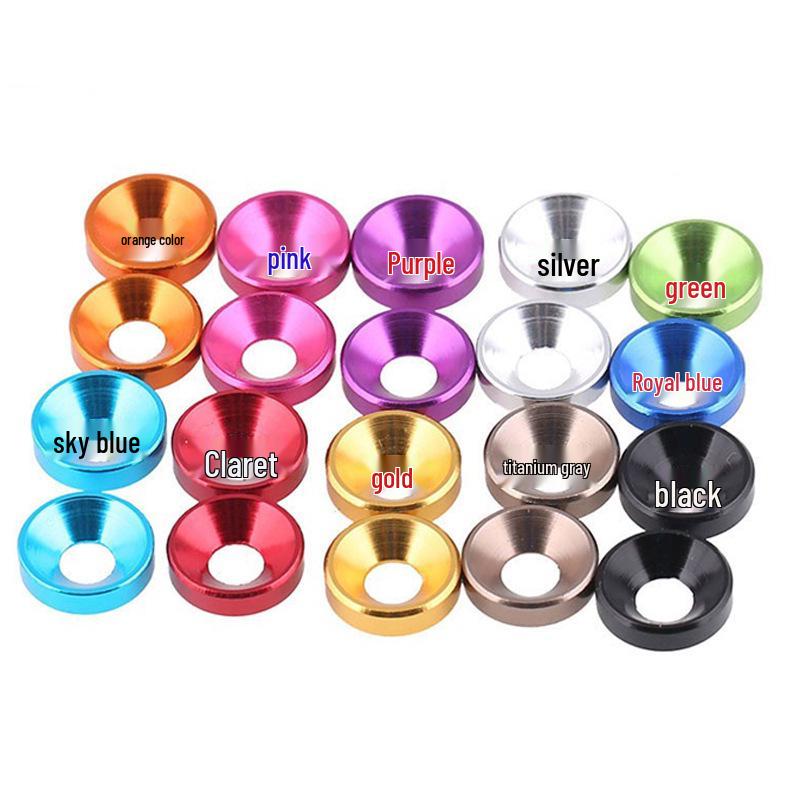 Multi-color Aluminum Alloy Countersunk Flat Head Screws with Wear-Resistant Washers: M2-M10 Sizes