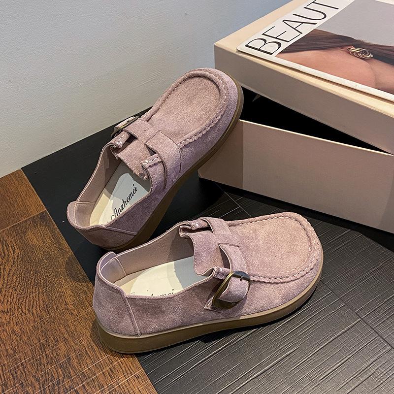 Platform loafers women's 2025 new retro British style small leather shoes one pedal lazy single shoes versatile small leather shoes