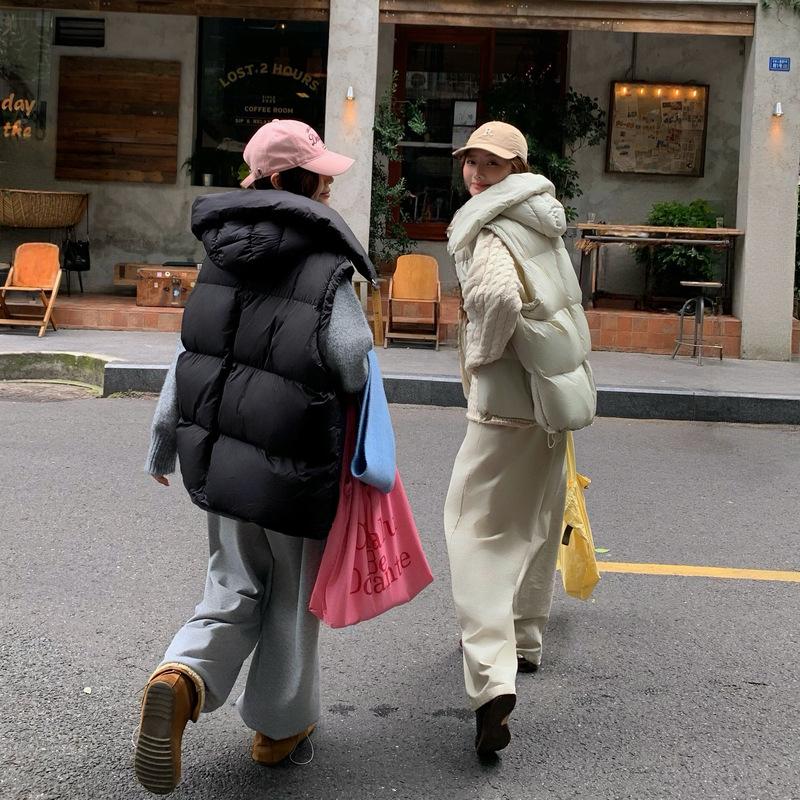 European lazy wind loose large size small man sleeveless vest stand neck cotton jacket vest jacket female foreign style design sense