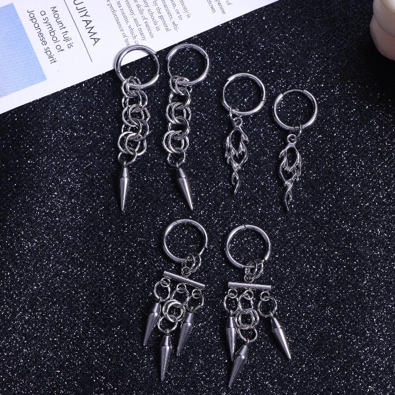 Gothic Punk Edelstahl Spike Creolen Anhänger Für Unisex Y2K Kette Quaste Hängeohrringe