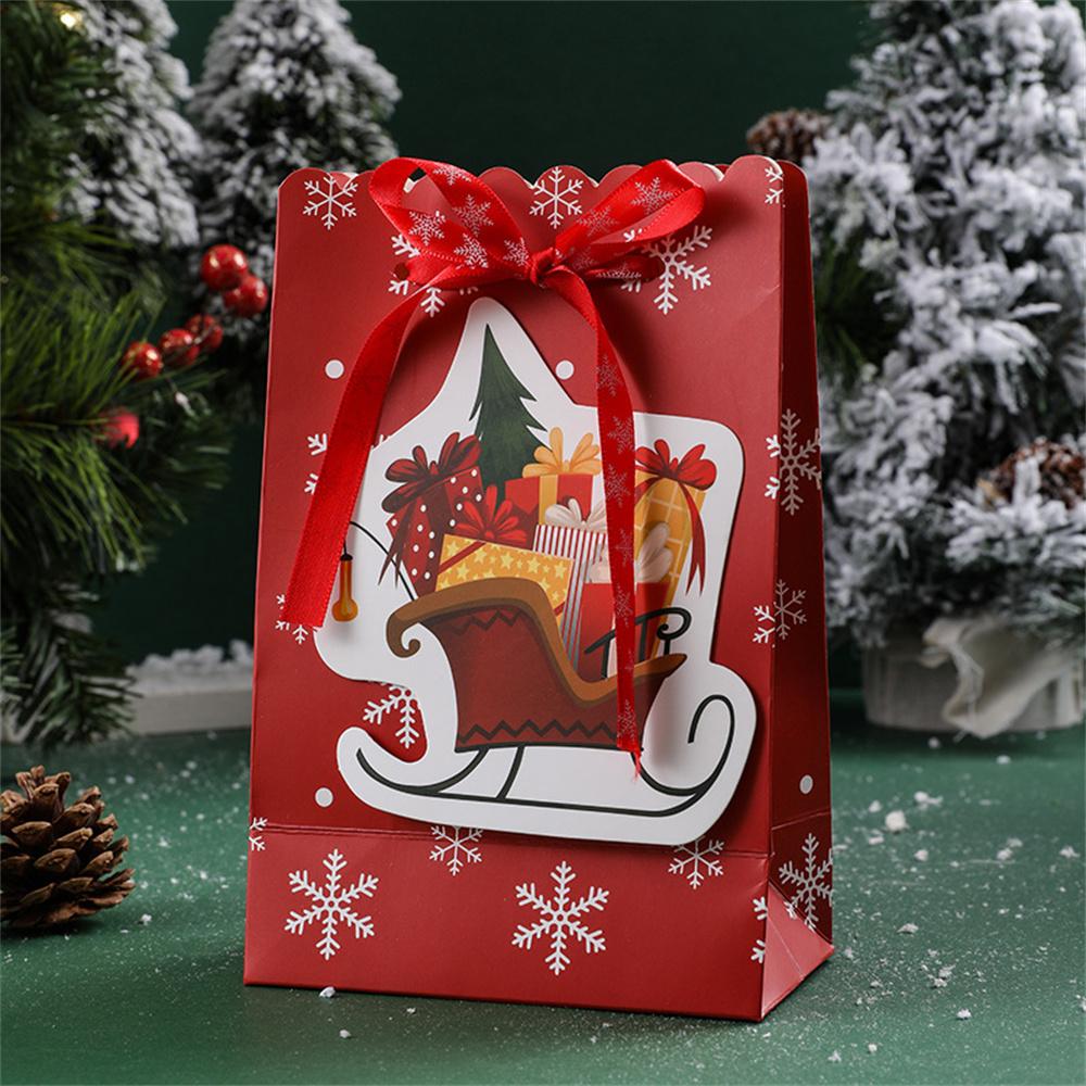 Creative Bow Snowflake Gift Bag Small Size Lovely Christmas Gift Bag Christmas Gift Bag Ribbon Handle For Festive Decorations