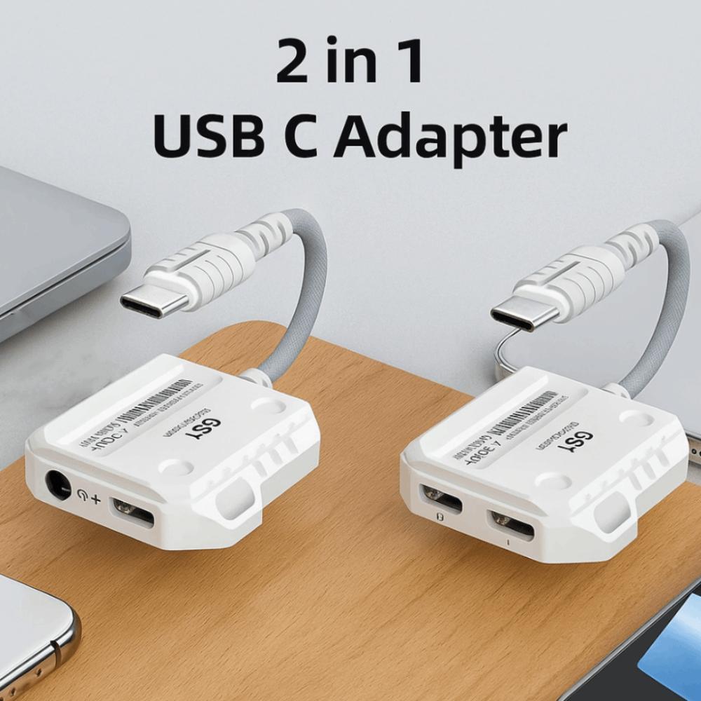 60W 2 in 1 USB C Adapter Type-C Interface Audio Adapter 2 in 1 Headphone Converter  Audio Equipment
