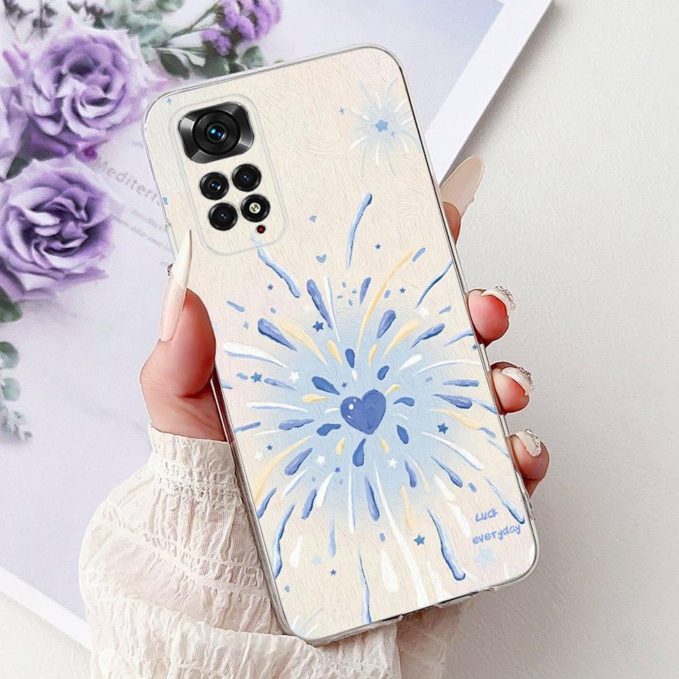 6,43" Für Redmi Note 11 4G Global Klare Hülle Für Redmi Note 11s Hülle Mode Luxus Blumen Süße Cartoon Bemalte Weiche TPU Hülle