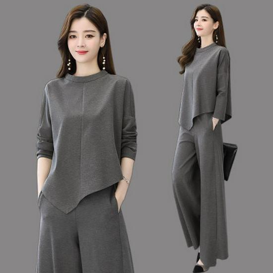 Elegant Wide-Leg Pants and Blazer Set - Slimming and Stylish for Mature Women In Spring and Autumn