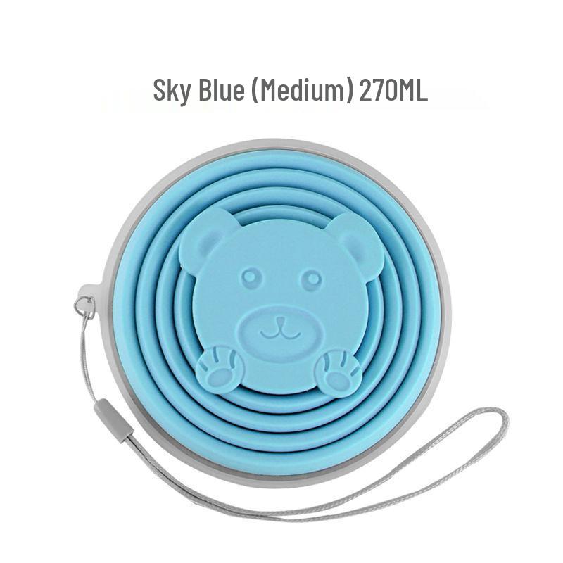 Unbreakable Children's Portable Silicone Folding Cup with Lanyard for Outdoor Use