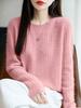 Women's 100% Wool Cable Knit Pullover: Loose, Long Sleeve, Round Neck, for Autumn/Winter