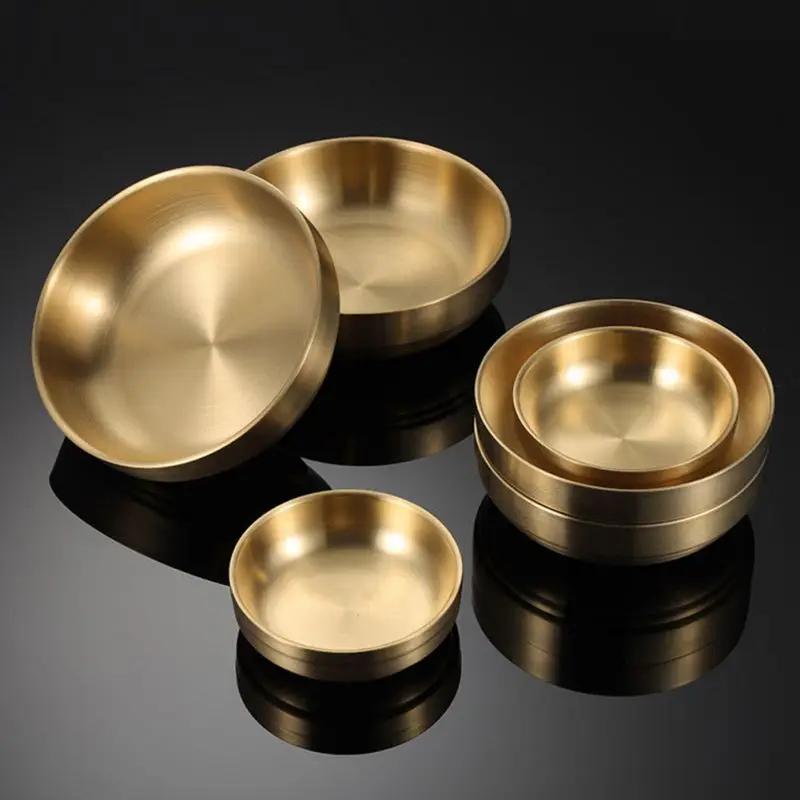 Stainless Steel Bowl Snack Cold Dish Mixing Bowl Double Layer Heat Insulated Rice Bowls Ice Cream Soup Bowls for Kitchen Flatwar