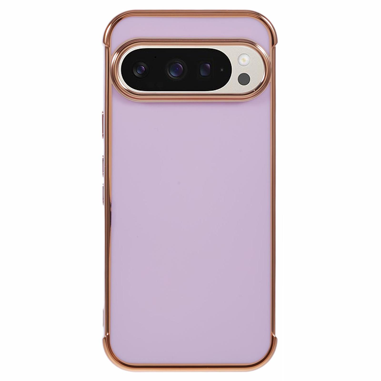 

For Google Pixel 9/Pixel 9 Pro Case Electroplated Frame TPU Soft Phone Cover Purple