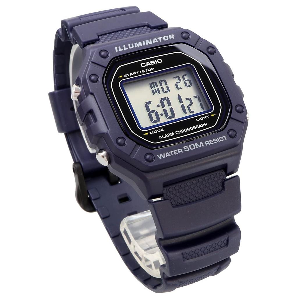 Casio Standard Digital W-218H-2A Watch Men's Women's Cheap Casio Navy