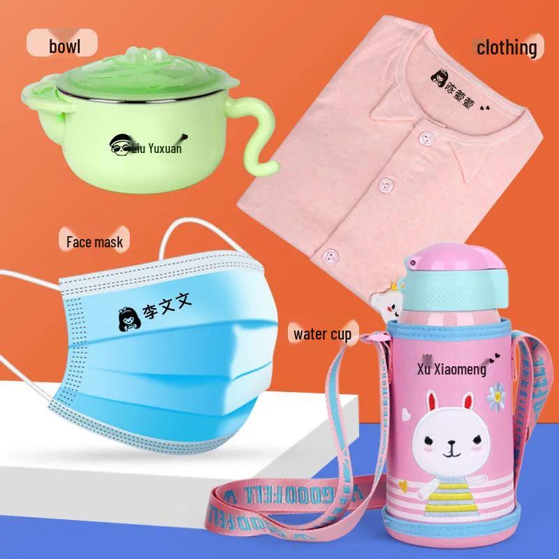 Custom Waterproof Name Stamp and Sticker Set for Children