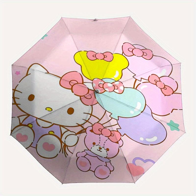 Colorful Balloons Hello Kitty Automatic Opening and Closing Umbrella - Lightweight 3-Fold Design, Suitable for Fans, Travel, Daily Use - Official Prod