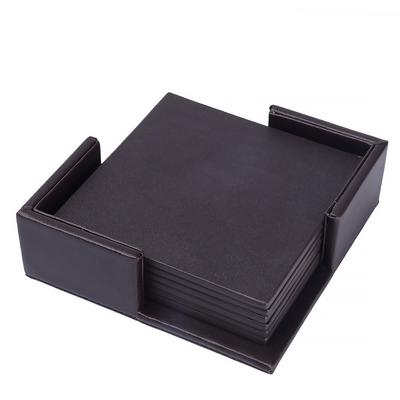 Bonrich Heat-insulated Cup Mat Faux Leather Drinking Non-slip Coffee Tea Pad Square Placemat