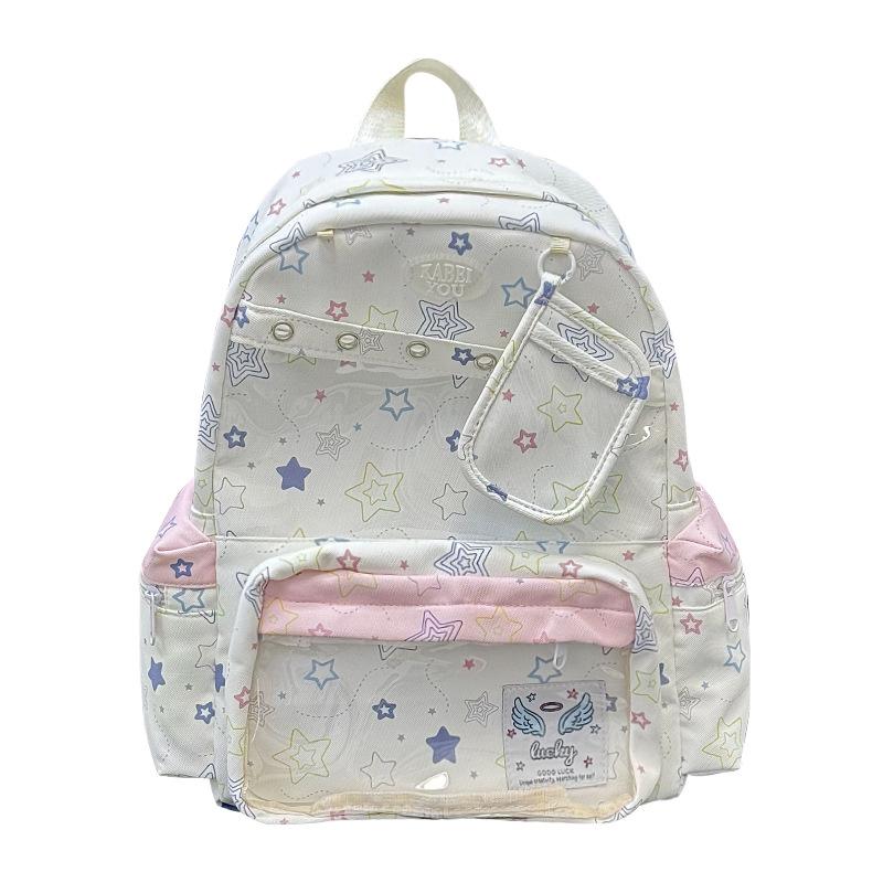 Schoolbag Korean Sweet Girl Wind Pain Bag Backpack Large Capacity Junior High School Campus Class Commuter Leisure Student Backpack