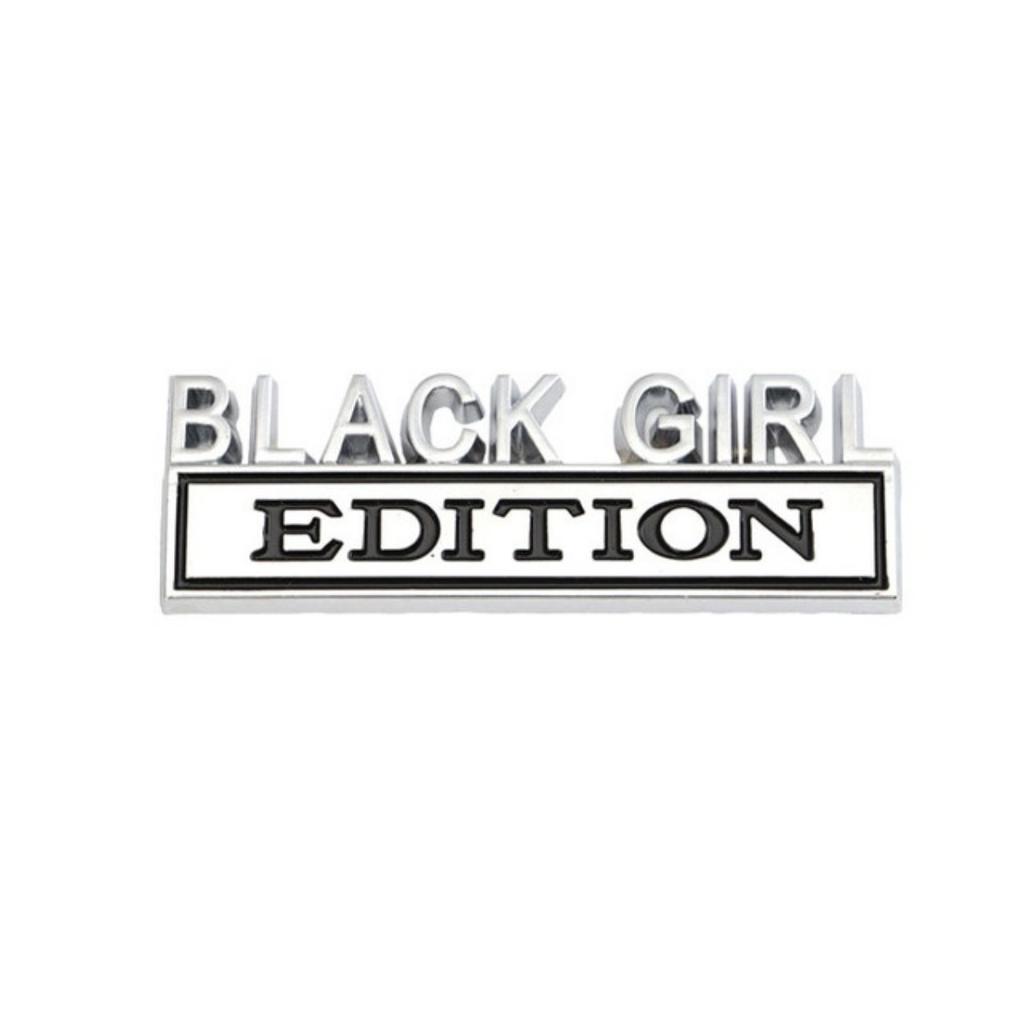 1Pc 3D Metal Black Girl Edition Logo Car Front Grille Emblem Badge Rear Trunk Emblem Sticker Decal