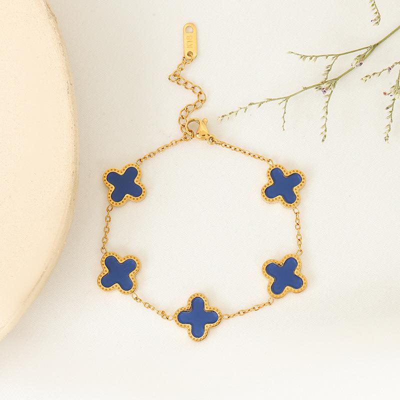 Brățară nouă cu trifoi cu patru foi pentru femeie simplă Ins Cinci flori sidef Noroc Trifoi cu patru foi Bijuterii cu sute de mâini
