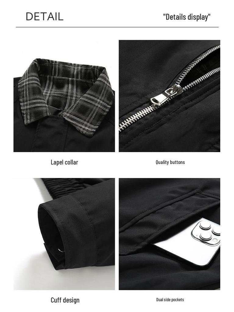 Men's Winter Two-Piece Look Plaid Lapel Cotton Jacket