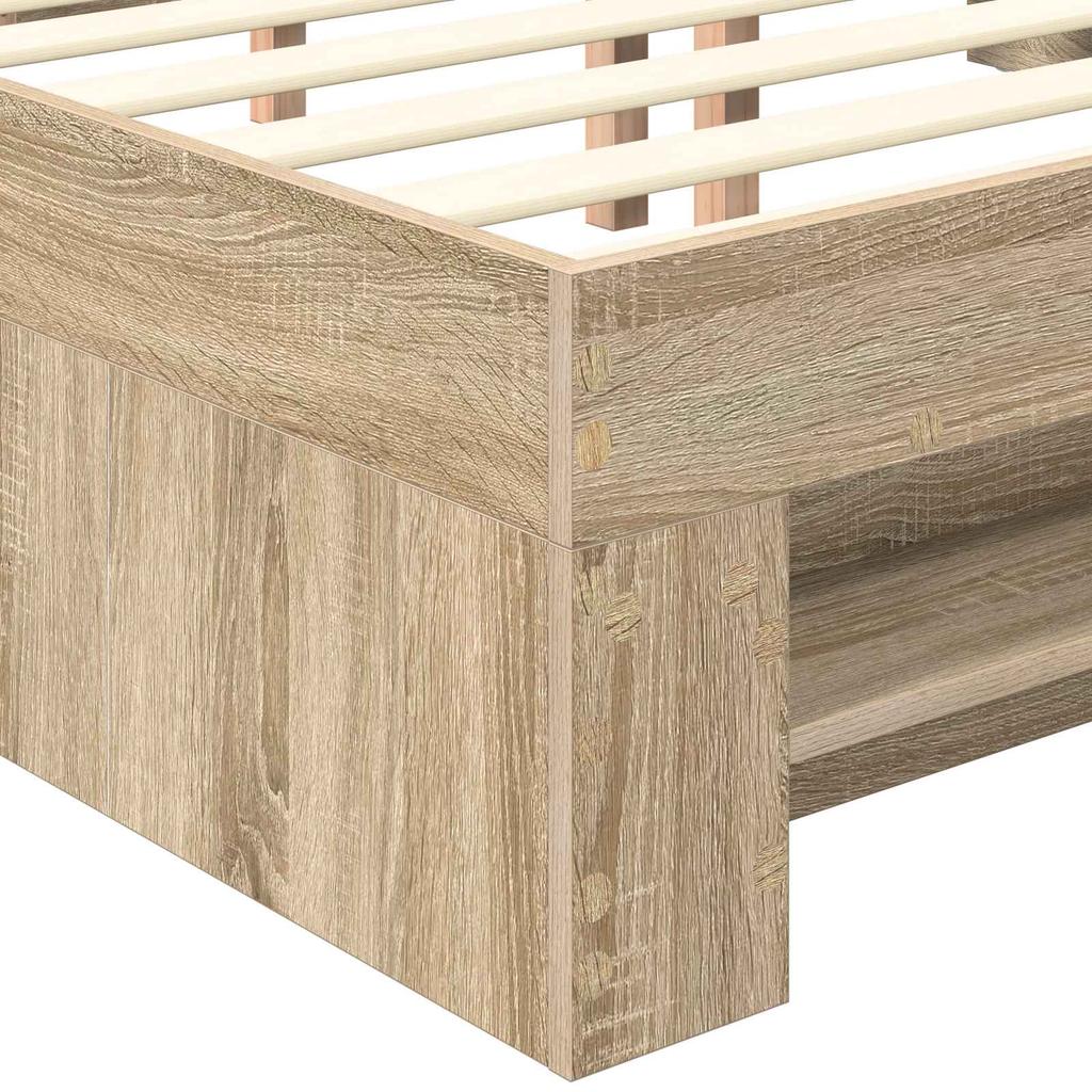 Bed Frame with Headboard Sonoma Oak Finish 140 x 200 cm Engineered Wood