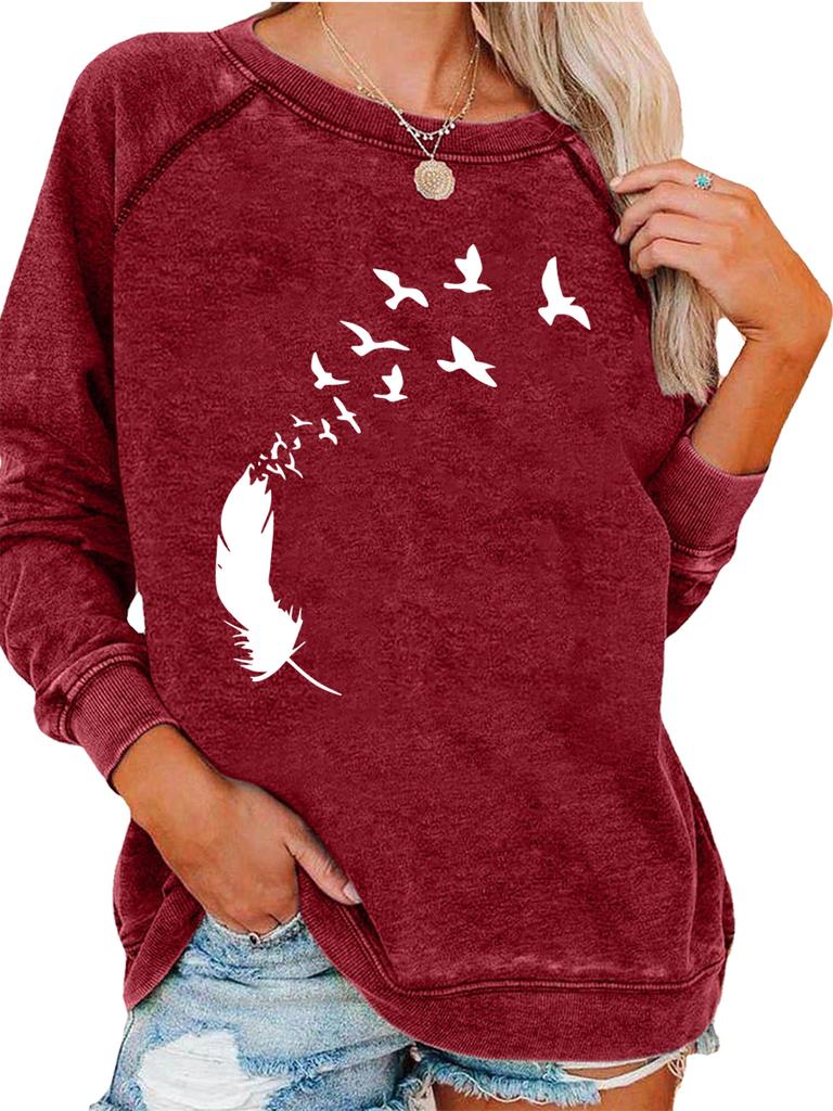 Women's Loose Pullover Sweatshirt Spring/Fall Fashion Print Top
