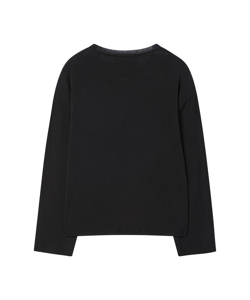 BEYOND CLOSET [Collection Line] Soft Wool Long Sleeve Black