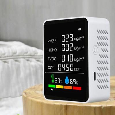 Detektor kvality vzduchu pro domácnost Multifunkční tester CO2 s oxidem uhličitým PM2,5 Hodnota TVOC HCHO
