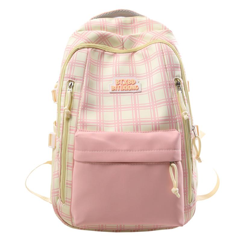 

Trendy Plaid Nylon Backpack – Stylish & Durable School Bag for Women, Men, and Teens