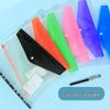 11-Hole 3D A4 Transparent Snap-Button File Bag with Card Holder - Colorful Student Document Organizer