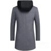 2023 Men's Korean Style Mid-Length Casual Coat with Detachable Hood - Trendy Long Sleeve Jacket