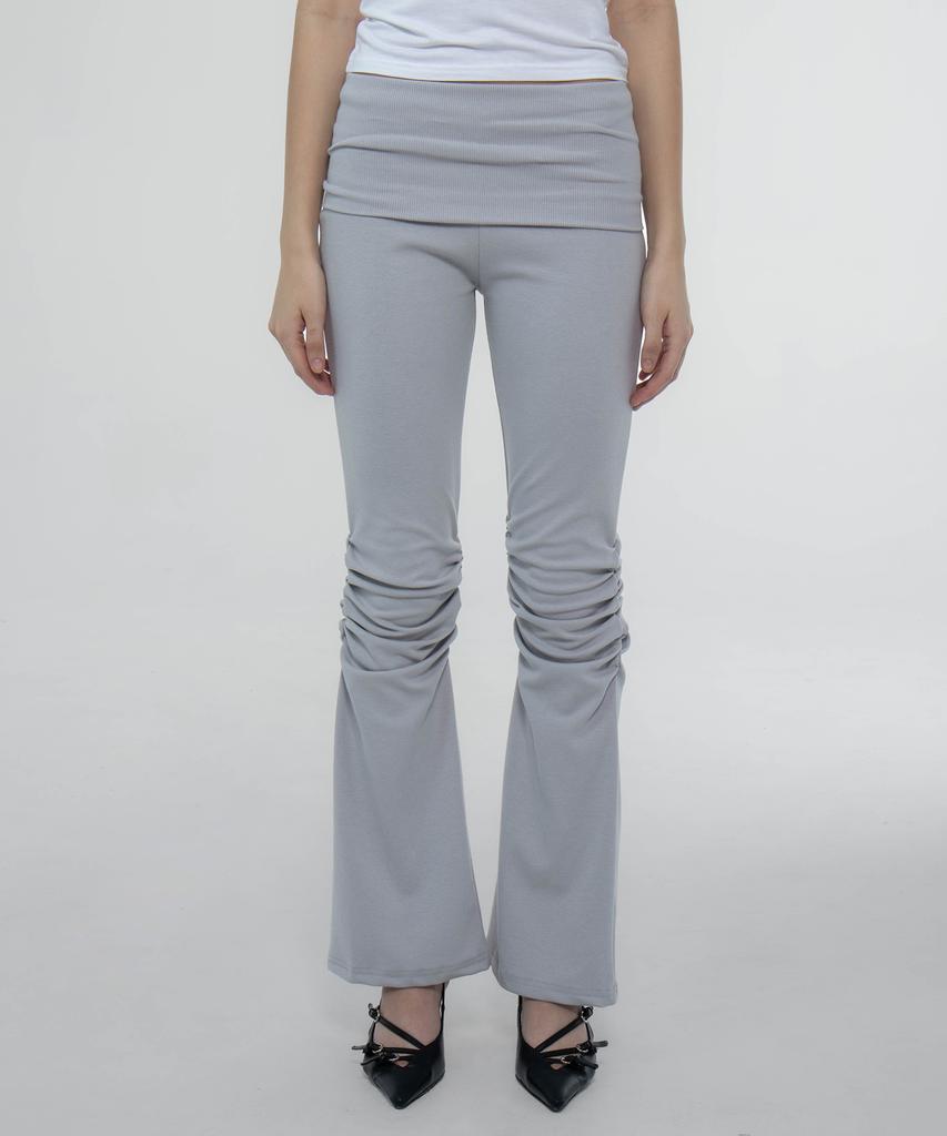 CHICKS Unfold Shirred Bootcut Pants Light Grey