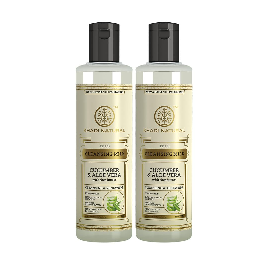 

Khadi Natural Cucumber & Aloe Vera Cleansing Milk 210ml | Makeup Remover for Nourished, Toned Skin | Rich Antioxidants, All Skin Types