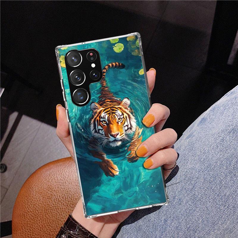 Superior Tiger Pattern Art Phone Case For Samsung Galaxy S24 S25 Edge S26 Ultra S23 S22 S21 Plus S20 FE + Personalized Print Cov