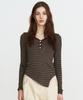Make A Toast Striped Button Long Sleeve T-Shirt (Brown) Mbfsto002Br